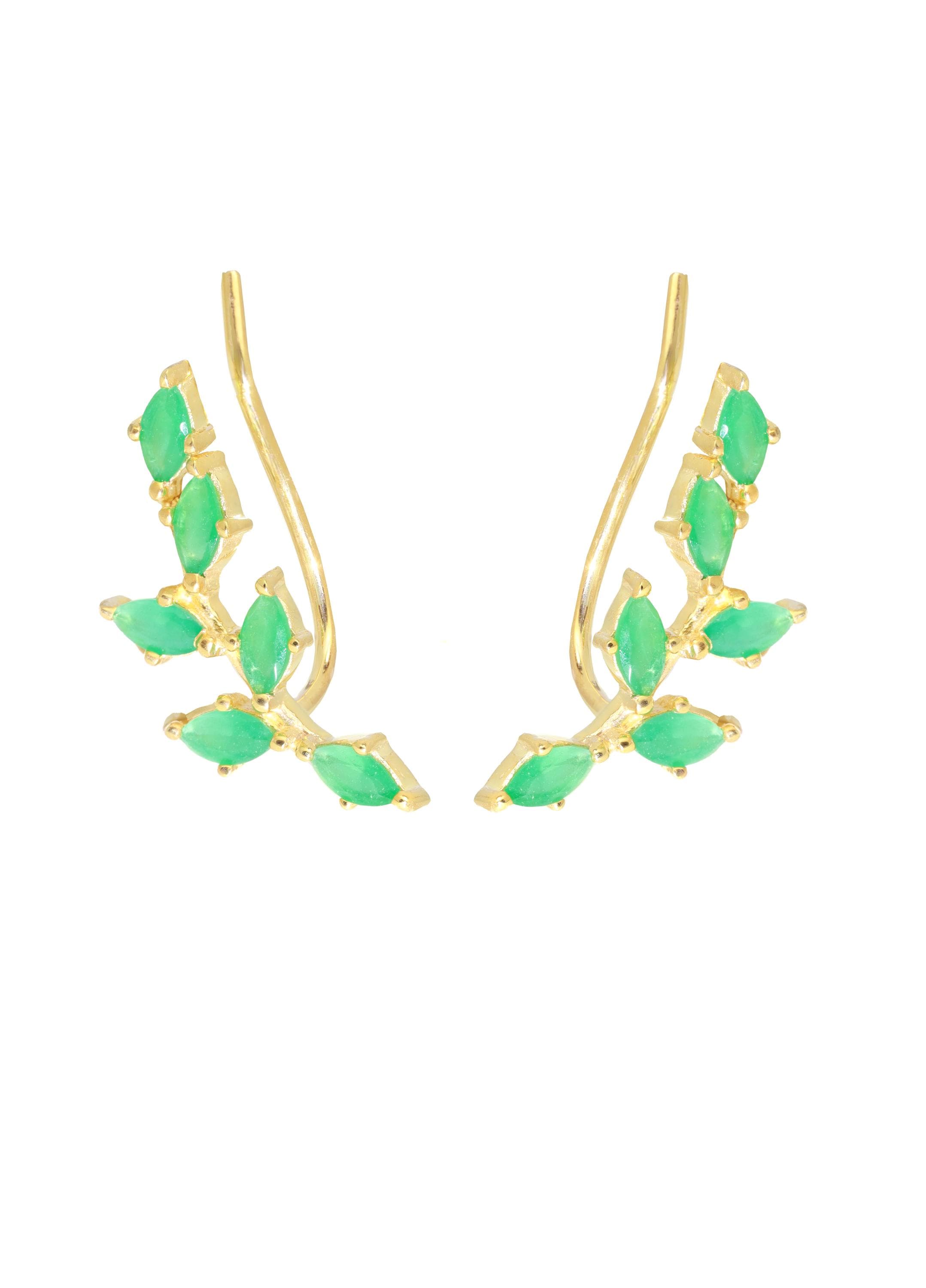 Emerald Climber Earrings, Marquise Ear Crawlers Earrings, May Birthstone, Ear Climber Earrings, Bridesmaid Gift, Wedding Earrings